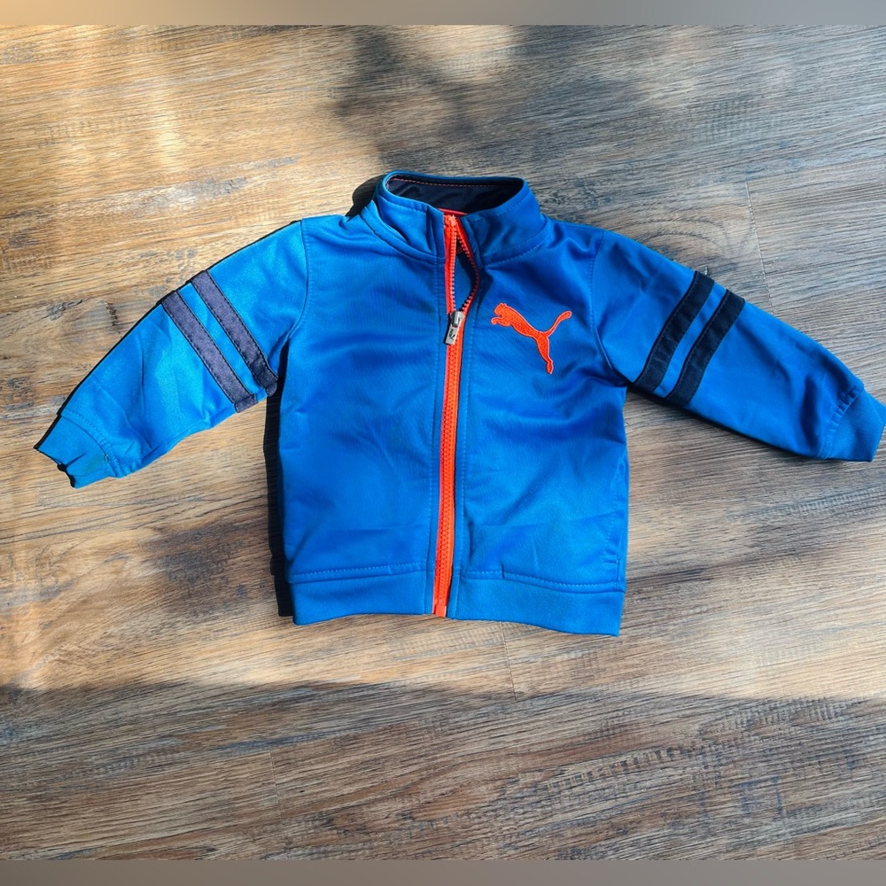Puma Baby Vibrant Blue Athletic Zip Jacket with Orange Highlights